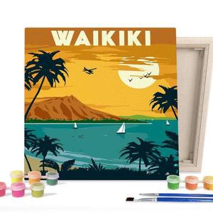 [RGKMR49U]DIY 페인팅 캔버스 랜드마크 와이키키해변