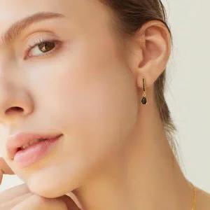 /루즈루나 셀리에 실버925 물방울 컬러 큐빅 귀걸이