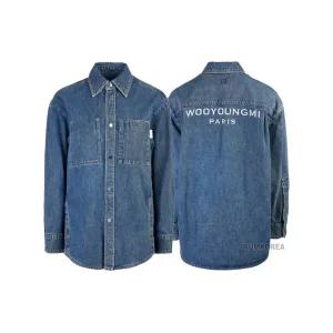 [롯데백화점]우영미 FW24 남성 데님 백로고 셔츠 M243SH17 983L