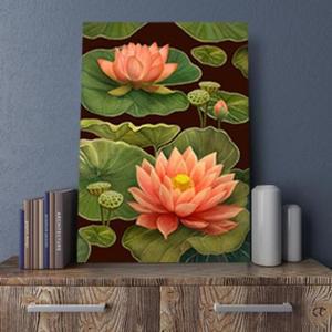 [BZJIJM20_4B]연꽃그림액자 돈들어오는 꽃그림 41캔버스3