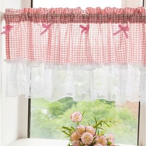 커튼 레이스 체크 주방커튼 바란스 150x45cm 가림막