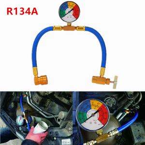 R134A 차량 AC 냉매 충전 호스 키트 재충전 측정 키트는 에어컨 압력 게이지 1/4 SAE를 탭