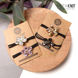 [KNOTXKNOT] 단독구성 2p 세트 할인 빅플라워 크리스탈 3중 머리끈