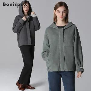 [보니스팍스][보니스팍스(Bonispax)] 캐시미어 핸드메이드 후드 숏 울코트 (택가격 259000원)