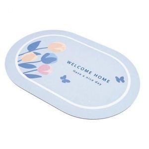 발매트-색상랜덤 꽃무늬 쿠션 타원형 규조토 60x40