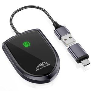 APPLE용 무선 카플레이 어댑터 업그레이드된 플러그 앤 플레이 어댑터. 유선 동글을 제어로 변환합니다. 2017년 이후 차량 및 APPLE IPHONE IOS 10에 적합합니다.+