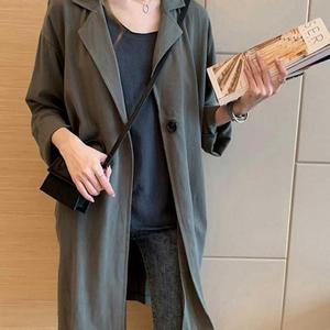 [MENOIR4C_53DC]여자 프렌치 시크 스타일 린넨 롱자켓 린