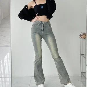 /옷자락 여자 아이스진 뉴트로 y2k 부츠컷 팬츠