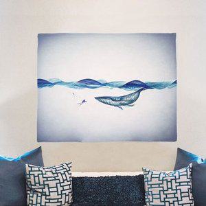 고품질 스쿠버와대왕고래 감각있는 그림포스터 S 바다풍경포스터 (WFHVDC4)