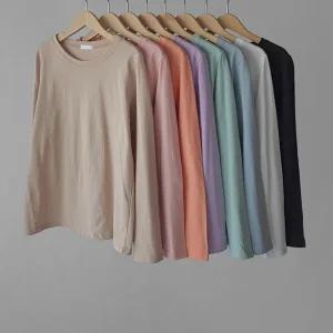 시크릿 라운드 면코튼티 레이어드 이너 기본무지 여성긴팔티셔츠 (7color)