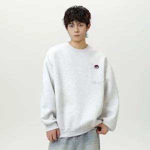 코디코치 니트캡 맨투맨 루즈핏 오버 사이즈 캐릭터 자수 드롭 숄더 스트릿 라운드 기본 티셔츠
