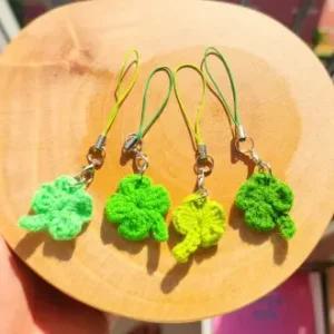 뜨개 네잎클로버 키링 니트 행운부적 소원 선물 합격기원 네잎클로바