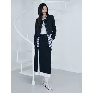 밑단 배색 포인트 H라인 롱 스커트 ER1WS260