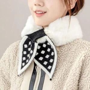 기모 쁘띠머플러 퍼 넥머플러 쁘띠목도리 니트 크로스