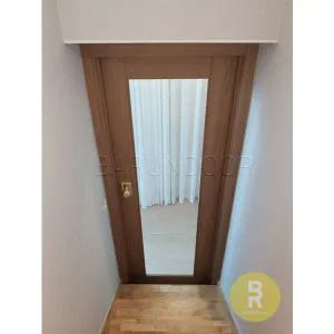 [바른도어]17번 90도 목문싱글여닫이중문 우드(영림109) 투명강화유리(손잡이별도)