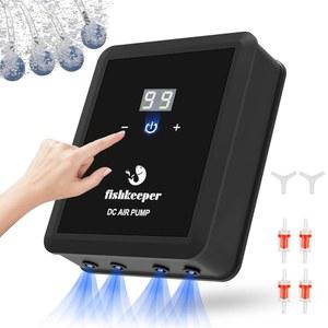 피시키퍼 수족관 에어 펌프, 12W 320GPH 초조용한 강력한 어항 에어 펌프, 4개의 콘센트 조절식 산소 공기 조절기 펌프, 30-600갤런 탱크용 에어 스톤 버블러 포함
