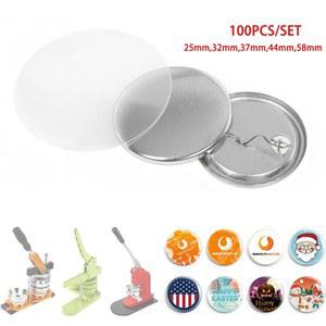 100PCS 금속 다시 배지 버튼 핀 버튼 메이커 빈 원료 핀 버튼 배지 용품 부품 펀치 프레스 기계