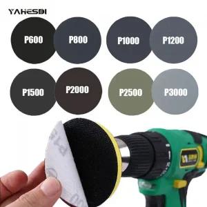 물사포 원형 사포 디스크 연마 광택제 패드 샌딩 시트 키트 그릿 800 1200 2000 3000 3인치