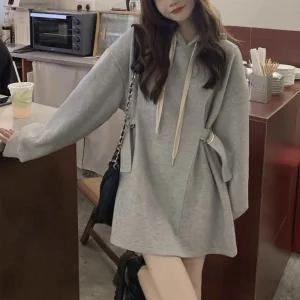 귀여운 여성 루즈핏 후드 맨투맨 미니 원피스