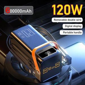 휴대용 충전기 60000mAh 대용량 보조배터리 22.5W 고속 (케이블 포함, 디지털 디스플레이, 7개 기기 동시