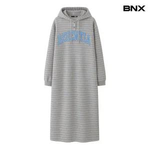 [롯데백화점]비엔엑스 오버핏 후드 스트라이프 롱 원피스 (BX3OP001L0)