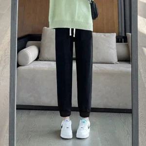 여성 허리밴딩 융기모 골지 코듀로이 조거 팬츠_4