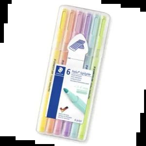자재 스테들러 파스텔 삼각형광펜 6색 362CSB6