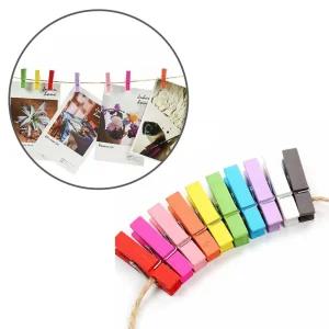 노끈 사진 걸이 벽 컬러 집게 세트/나무/스틱/포토/장식/꾸미기/마끈/전시/진열/디자인/가정/매장/식당
