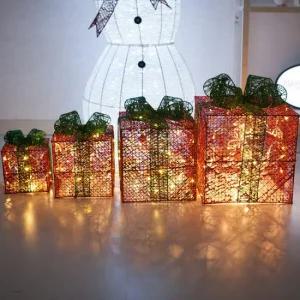 플라워트리 크리스마스 LED 선물상자 장식 4단 니켈 적박스 35cm