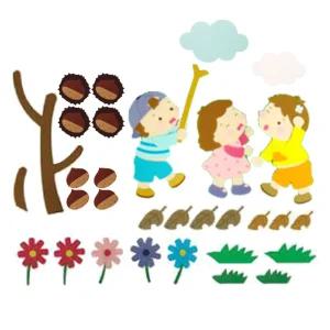 (힘찬)환경꾸미기세트 밤따는아이들 가을 게시판 펠트소품 꾸미기 교실꾸미기 교실 환경 어린이집장식 교구
