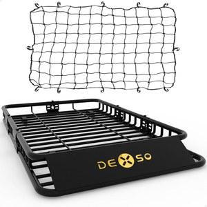 화물망이 있는 DEXSO 64인치 x 39인치 범용 루프 랙 바스켓, 200파운드 용량의 루프탑 화물 운반 바구니, SUV, 트럭, 차량용 확장형 헤비 듀티 수하물 홀더