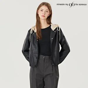 [롯데백화점]르샵/나인식스뉴욕 데일리 후드 탈부착 포켓 버튼 레더 자켓 (NO3JK007L0)