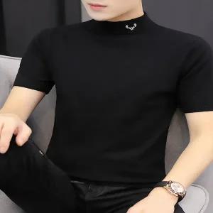 터틀넥 목 티 폴라 캐시미어 니트 기모 스웨터 블랙 하프 반팔 남성 겨울 2025 신스타일 미드넥 이너웨어
