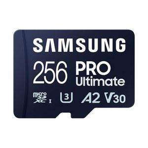 삼성 PRO 얼티밋 마이크로SD 메모리 카드 + 어댑터, 256GB 마이크로SDXC, 최대 200MB/s, 4K UHD, UHS-I, 클래스 10, U3, V30, GoPRO 액션캠용 A2, DJI 드론, 게이밍, 휴대폰, 태블릿, MB-MY256SA/AM