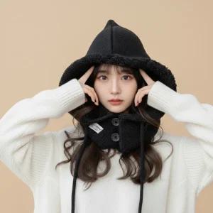 빅사이즈 오버핏 니트 넥워머 여성 바라클라바 여자 후드워머 머플러 겨울 방한 모자
