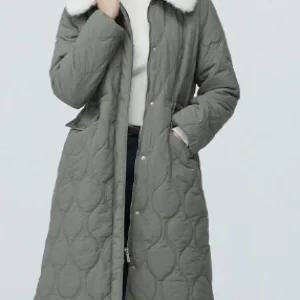 [AK수원점] [플라스틱아일랜드] 퍼 카라탈착 허리스트링 롱 패딩 점퍼