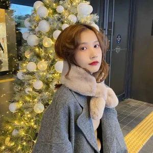 [하프클럽/]여자 데일리 인조퍼 머플러 겨울 따뜻한 예쁜 목도리