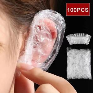 100pcs 머리 염색 귀 덮개 일회용 방수 보호기 살롱 목욕 샤워 쉴드 귀마개 이발사 미용 액세서리