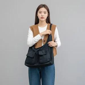 MT_22975 여성 스웨이드 투포켓 숄더백 크로스백 호보백 대학생 직장인 가방