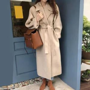 [피커]소프트 봄가을코트 허리끈 롱코트 간절기 아우터 1P