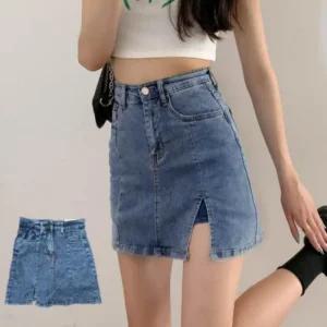 [피커]데님스커트 데님 미니 속바지 일체형 청치마 치마바