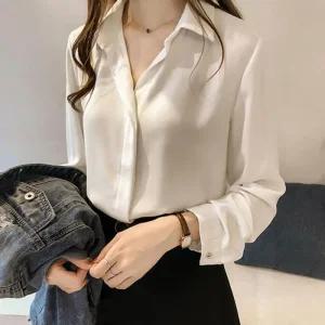 [피커]베이직 데일리룩 심플 블라우스 루즈핏 카라 셔츠