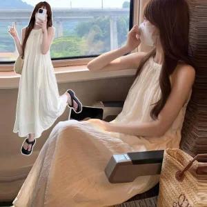 [피커]여름 홀터넥 민소매 꾸안꾸 롱 A라인원피스 원피스
