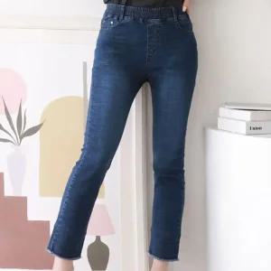 [피커]여자 청바지 밴딩 여성봄옷 데님 일자 팬츠 8부