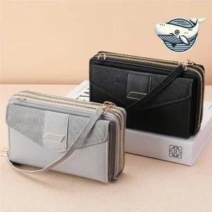 모던 수납 지퍼 클러치 지갑 크로스 스트랩 여자미니지갑 3단지갑