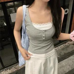 [피커]레이어드 캡내장 버튼 나시