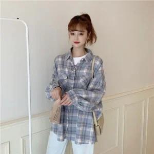 [피커]오버핏 데일리 체크 롱셔츠 셔츠