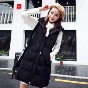 [피커]포켓 후드 패딩조끼 방울 여성 조끼