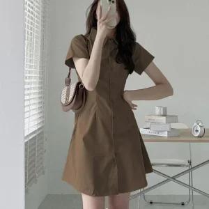 [피커]러블리 카라 PK원피스 원피스 버튼 반소매 드레스