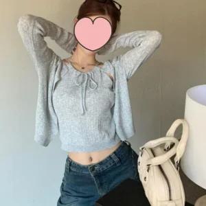 [피커]나시 가디건 세트 데일리룩 니트